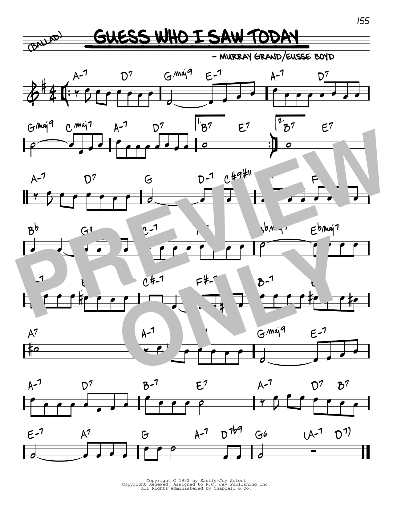Murray Gr Guess Who I Saw Today Sheet Music