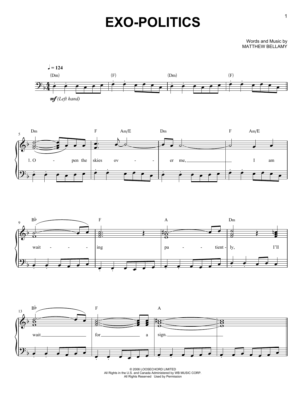 Muse Exo-Politics Sheet Music