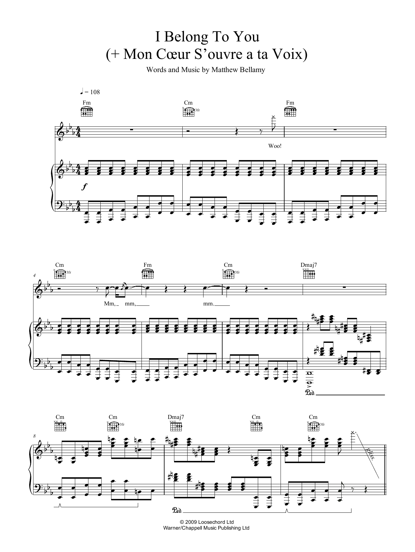 Muse I Belong To You (+ Mon Coeur S'ouvre A Ta Voix) Sheet Music