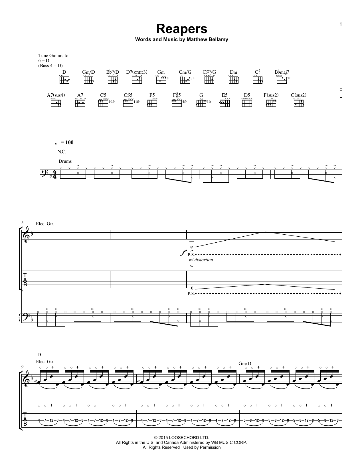 Muse Reapers Sheet Music