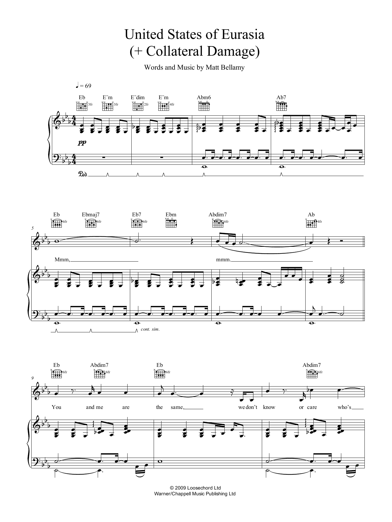 Muse United States Of Eurasia (+ Collateral Damage) Sheet Music