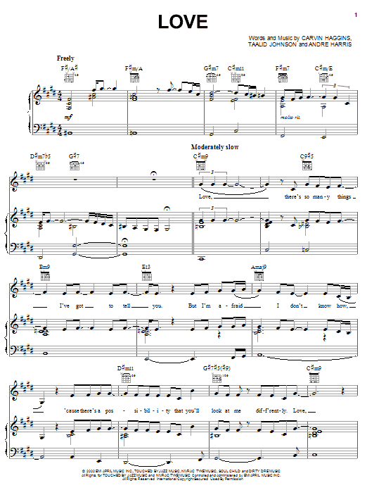 Musiq Soulchild Love Sheet Music