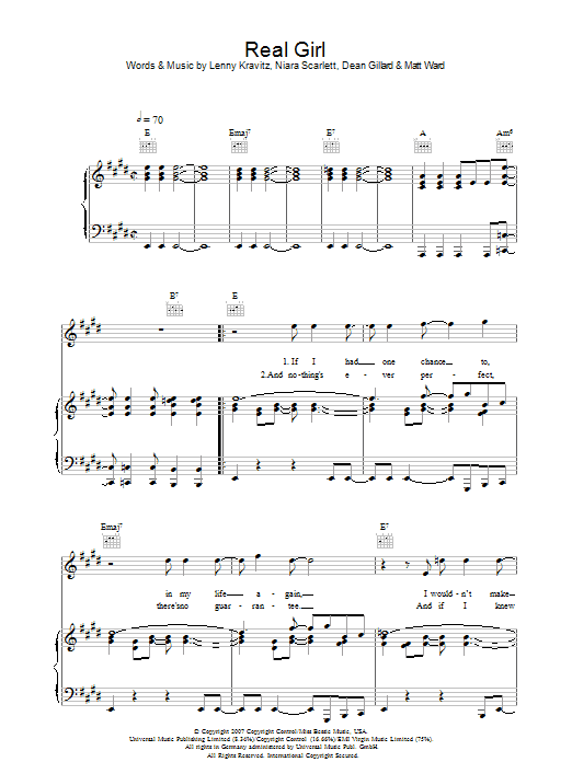 Mutya Buena Real Girl Sheet Music