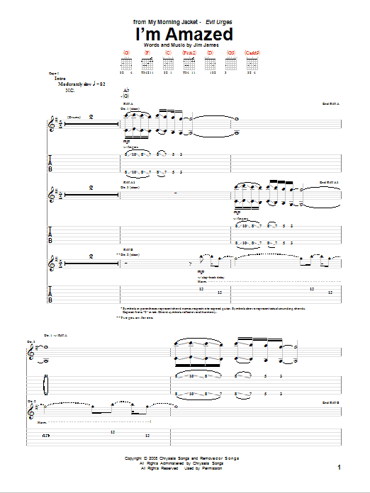 My Morning Jacket I'm Amazed Sheet Music
