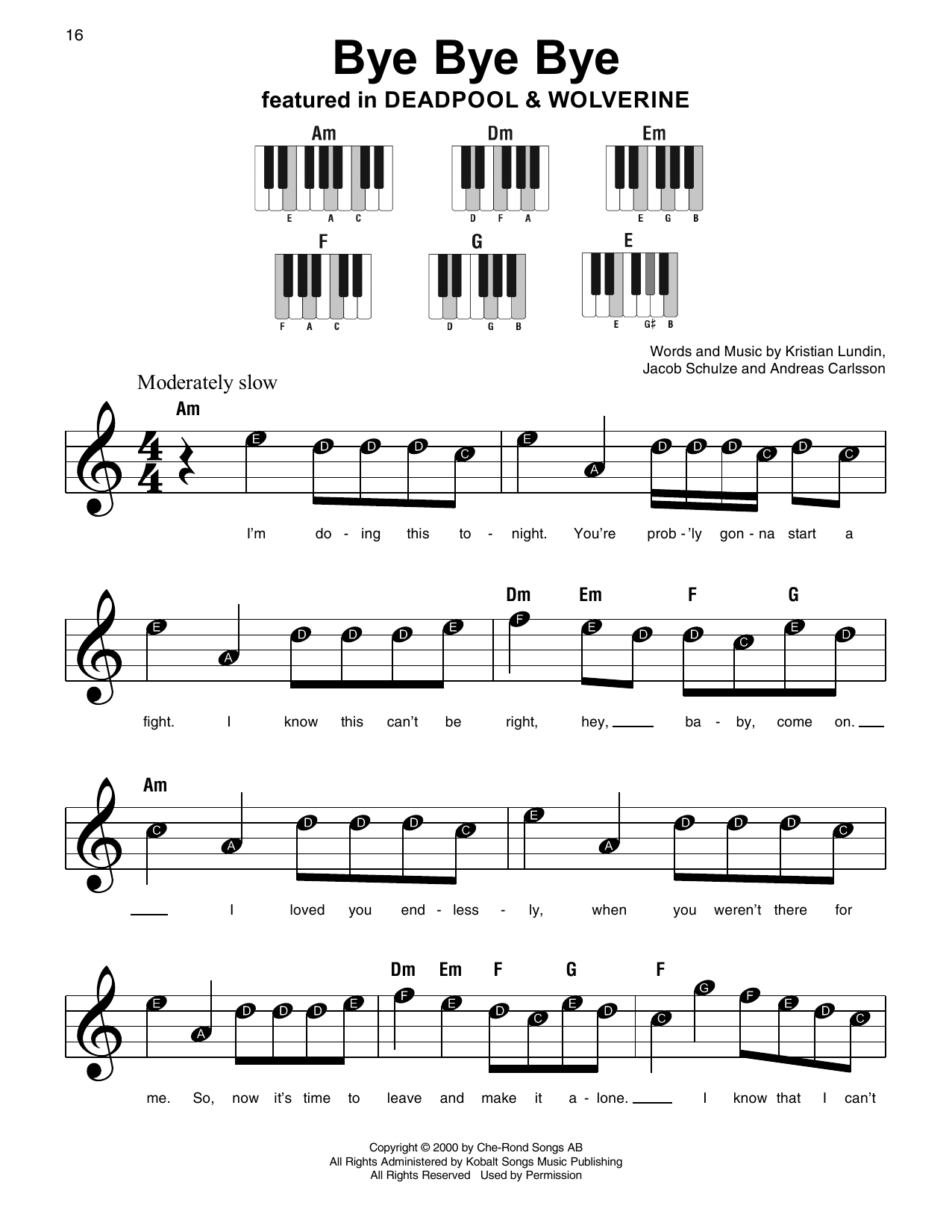 *NSYNC Bye Bye Bye Sheet Music