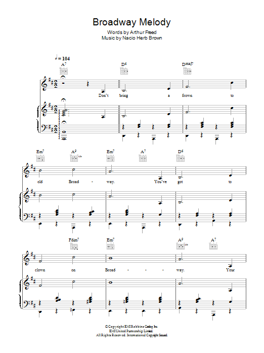 Nacio Herb Brown Broadway Melody Sheet Music