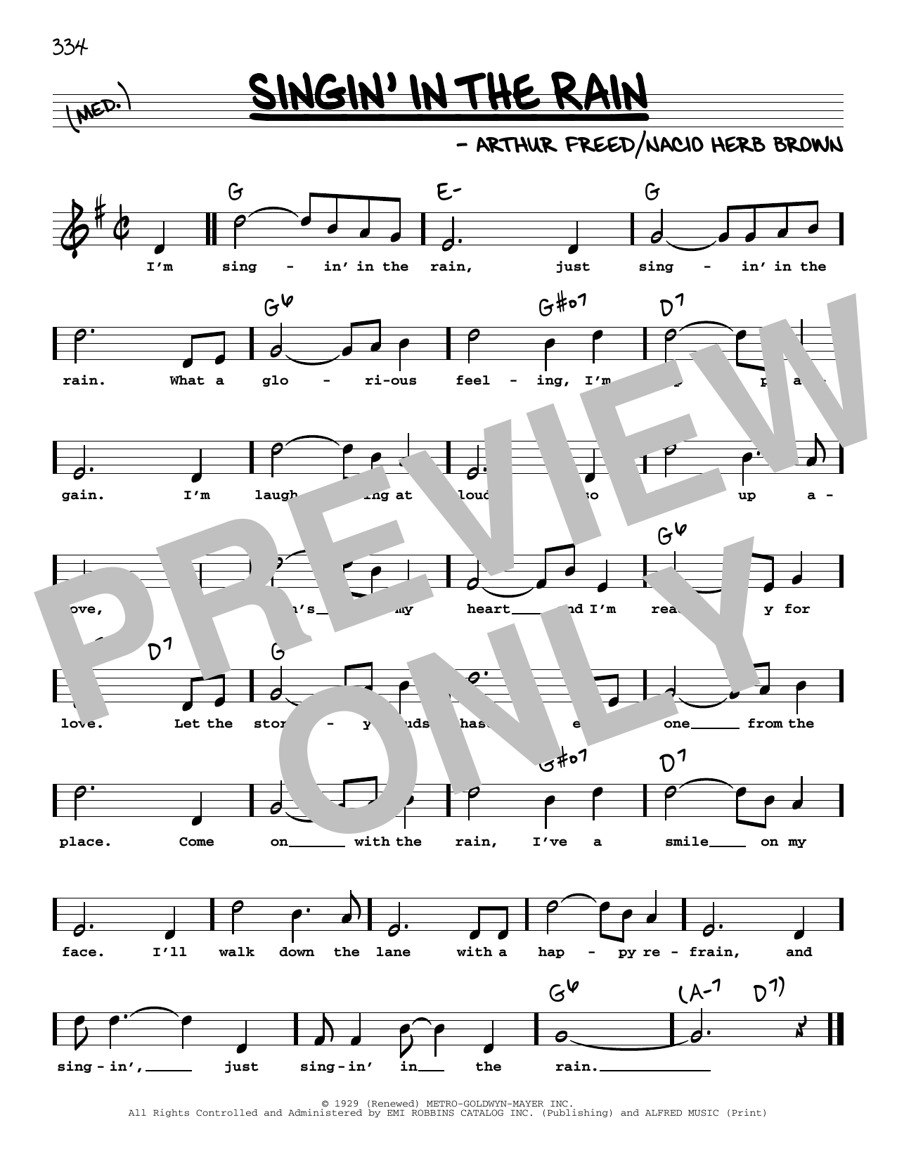 Nacio Herb Brown Singin' In The Rain (High Voice) Sheet Music