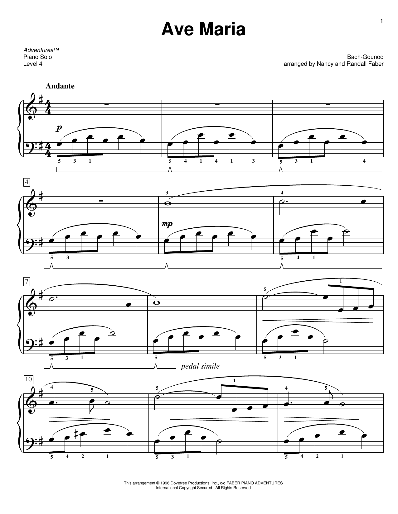 Nancy and Randall Faber Ave Maria Sheet Music