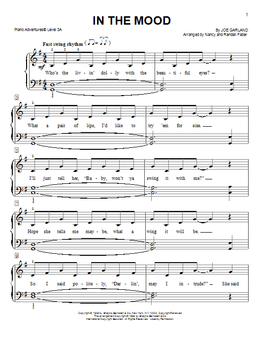 Nancy and Randall Faber In the Mood Sheet Music