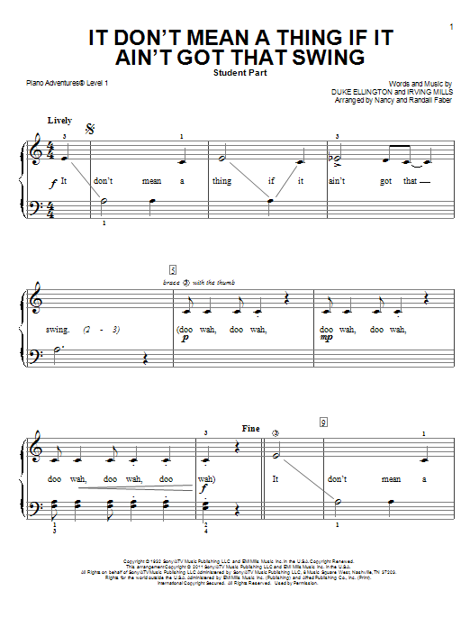 Nancy and Randall Faber It Don't Mean a Thing If It Ain't Got That Swing Sheet Music