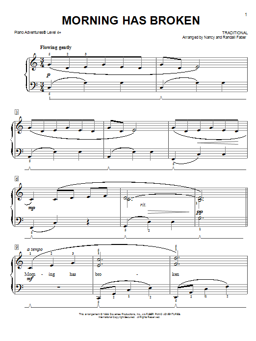 Nancy and Randall Faber Morning Has Broken Sheet Music