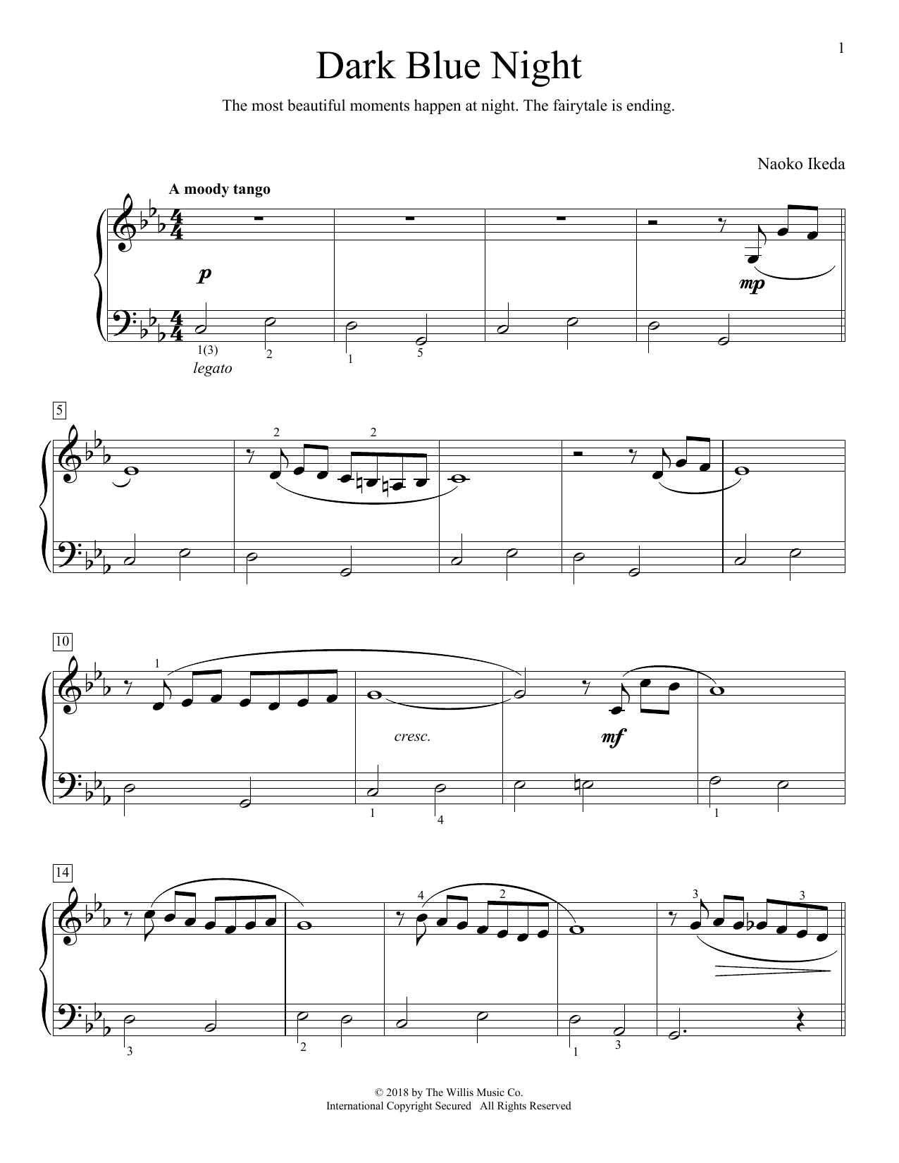 Naoko Ikeda Dark Blue Night Sheet Music