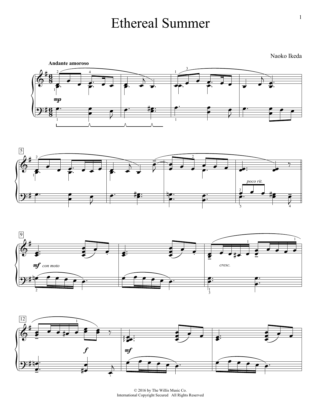 Naoko Ikeda Ethereal Summer Sheet Music