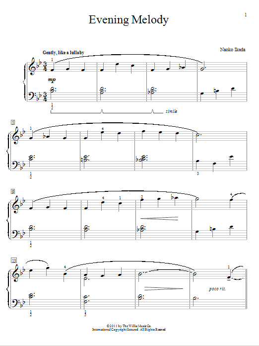 Naoko Ikeda Evening Melody Sheet Music