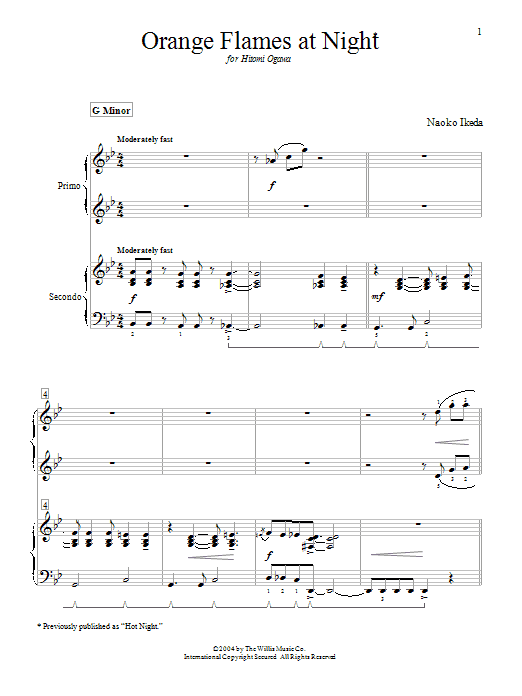 Naoko Ikeda Orange Flames At Night (Hot Night) Sheet Music