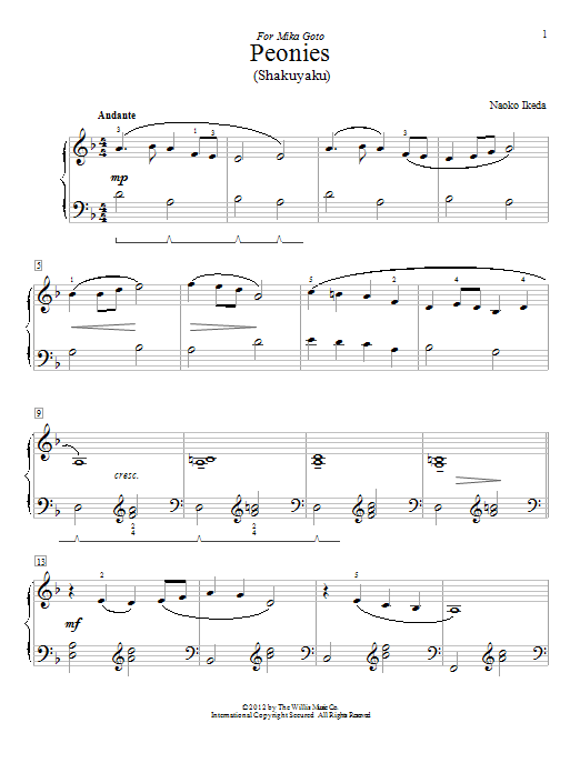 Naoko Ikeda Peonies (Shakuyaku) Sheet Music