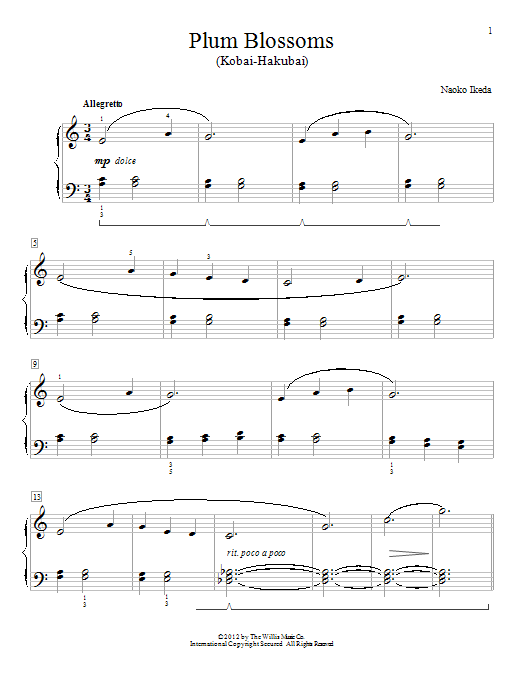 Naoko Ikeda Plum Blossoms (Kobai-Hakubai) Sheet Music