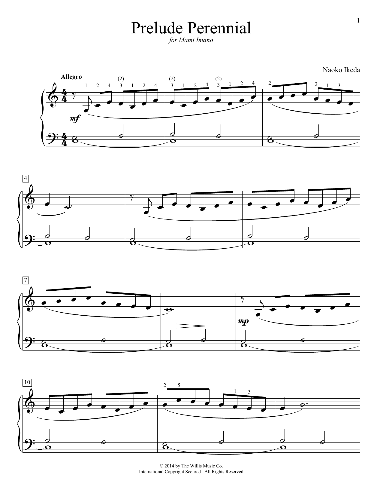 Naoko Ikeda Prelude Perennial Sheet Music