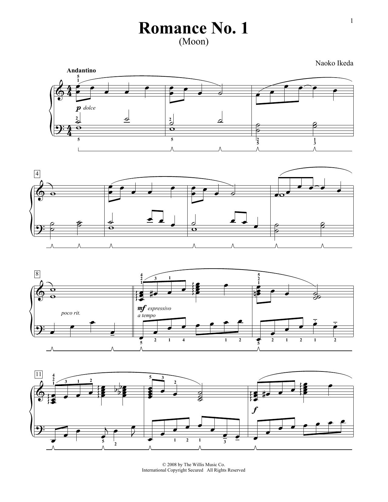 Naoko Ikeda Two Romances Sheet Music