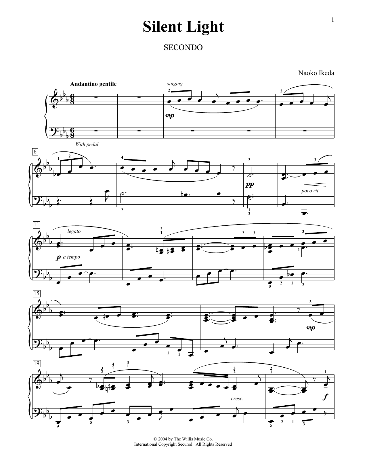 Naoko Ikeda Silent Light Sheet Music