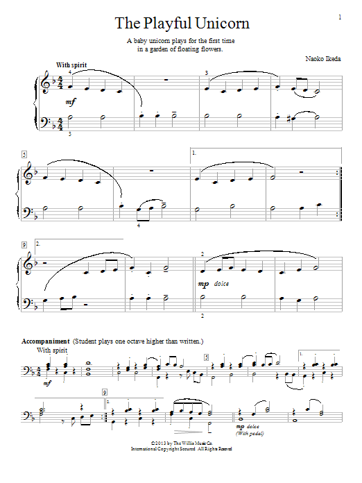Naoko Ikeda The Playful Unicorn Sheet Music