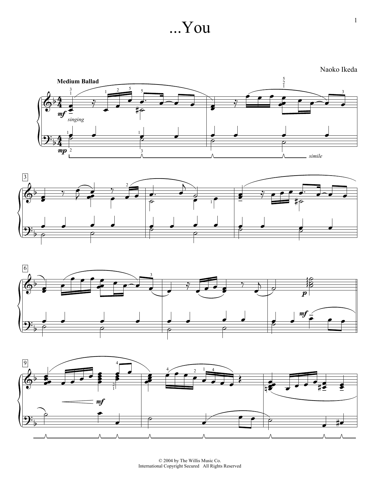Naoko Ikeda ...You Sheet Music