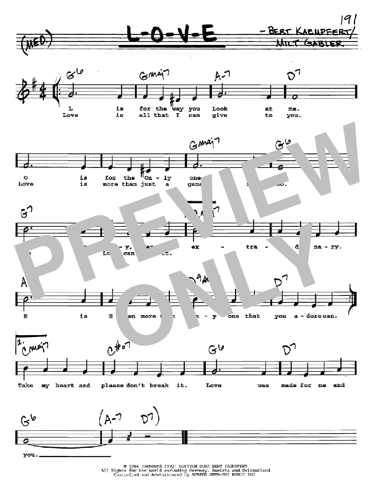 Nat King Cole L-O-V-E Sheet Music