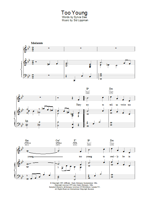 Nat King Cole Too Young Sheet Music