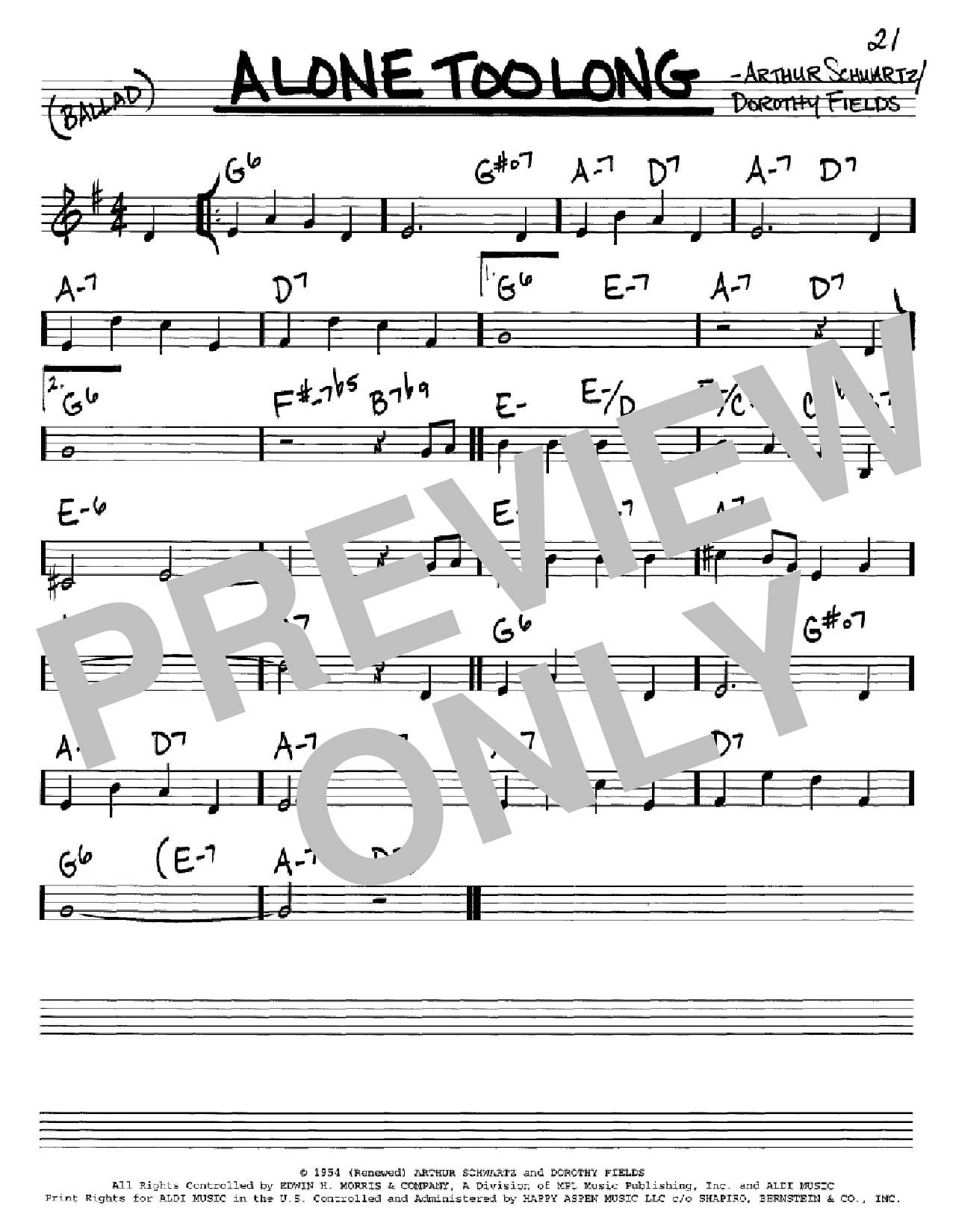 Nat King Cole Alone Too Long Sheet Music