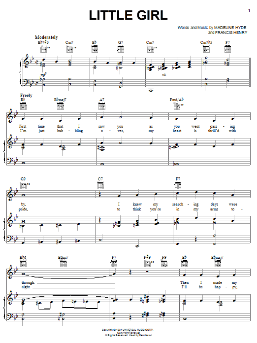 Nat King Cole Little Girl Sheet Music