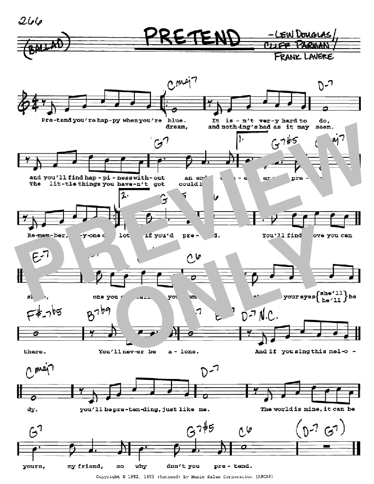 Nat King Cole Pretend Sheet Music