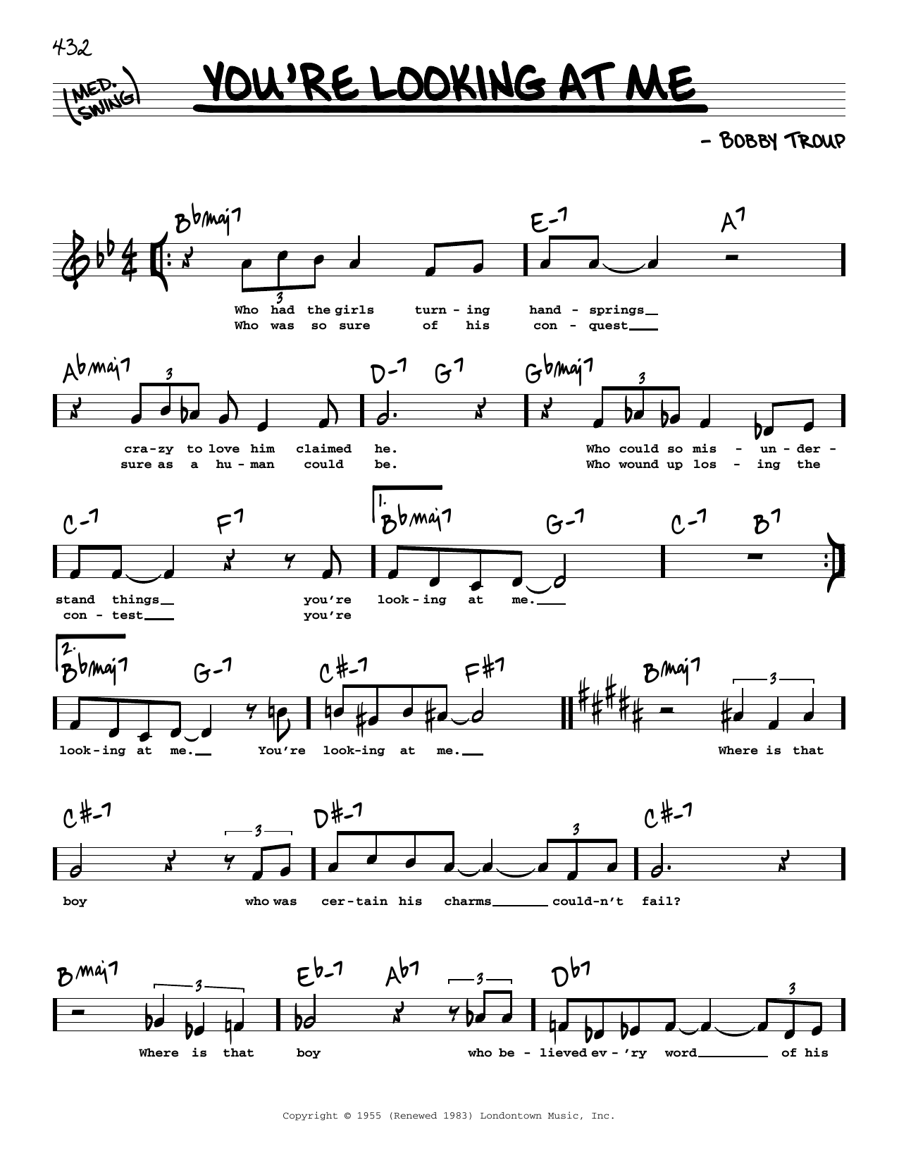 Nat King Cole You're Looking At Me Sheet Music