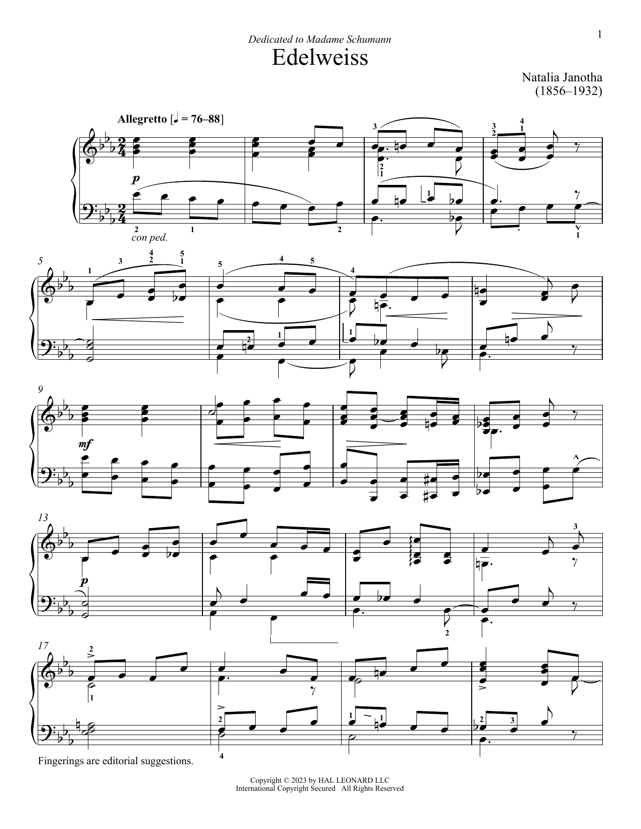 Natalia Jonatha Edelweiss Sheet Music