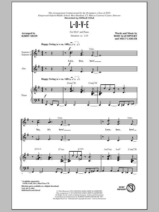 Natalie Cole L-O-V-E (arr. Kirby Shaw) Sheet Music