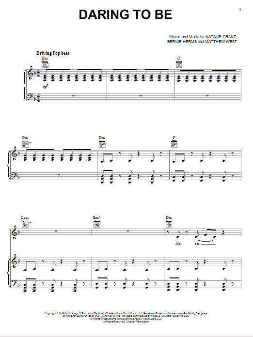 Natalie Grant Daring To Be Sheet Music