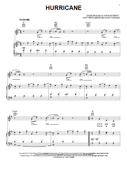 Natalie Grant Hurricane Sheet Music
