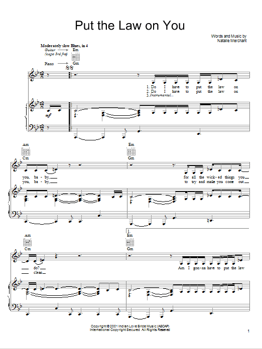 Natalie Merchant Put The Law On You Sheet Music