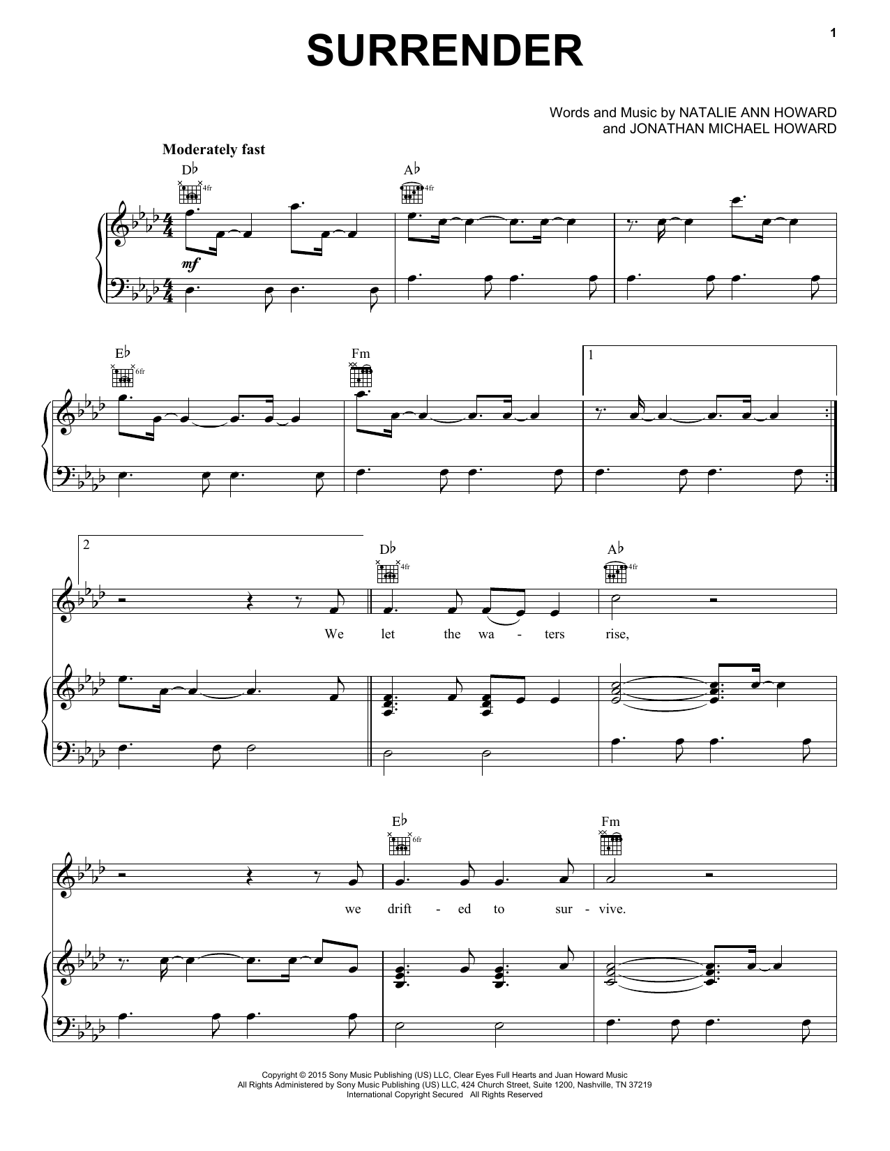 Natalie Taylor Surrender Sheet Music