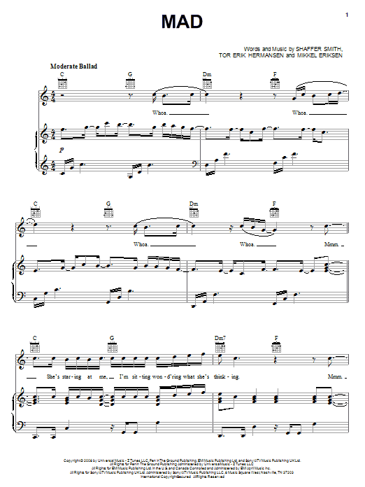 Ne-Yo Mad Sheet Music