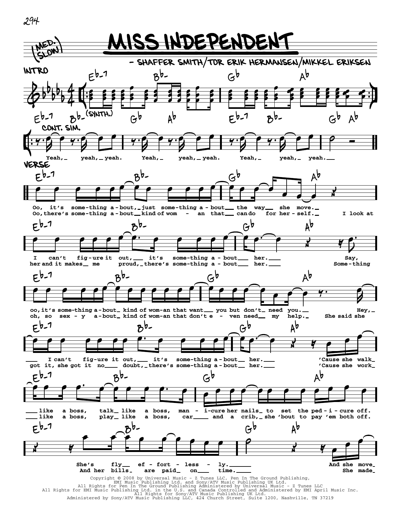 Ne-Yo Miss Independent Sheet Music