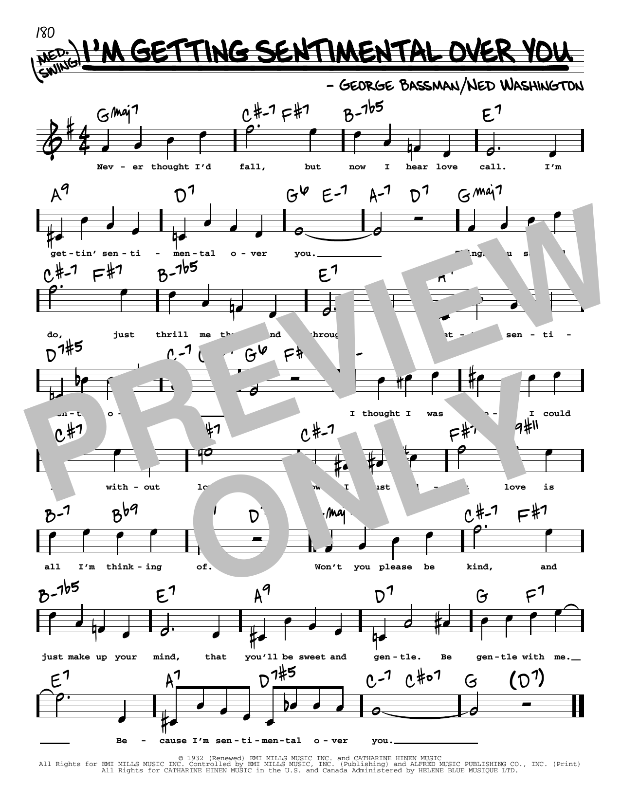 Ned Washington I'm Getting Sentimental Over You (High Voice) Sheet Music
