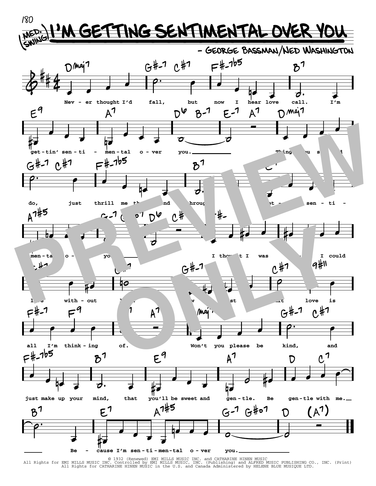 Ned Washington I'm Getting Sentimental Over You (Low Voice) Sheet Music