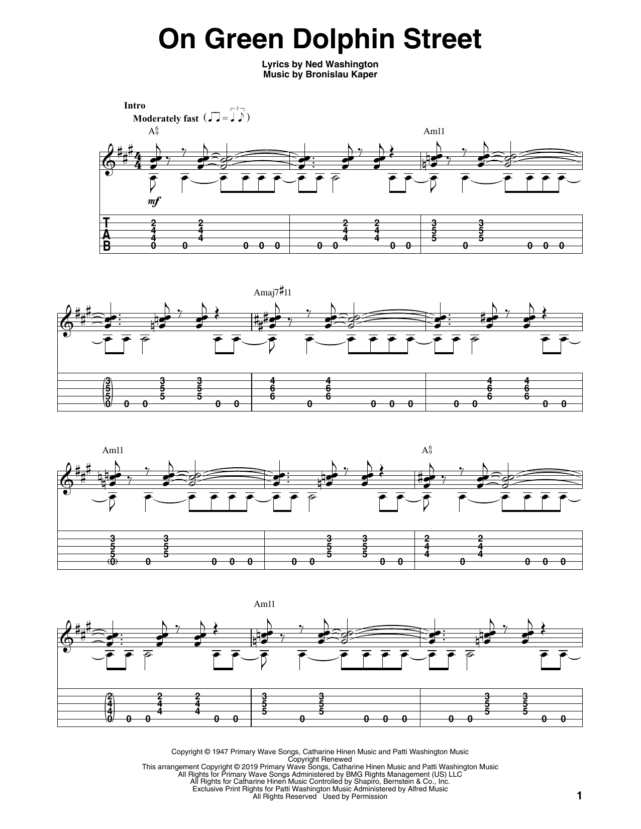 Ned Washington On Green Dolphin Street (arr. Bill LaFleur) Sheet Music
