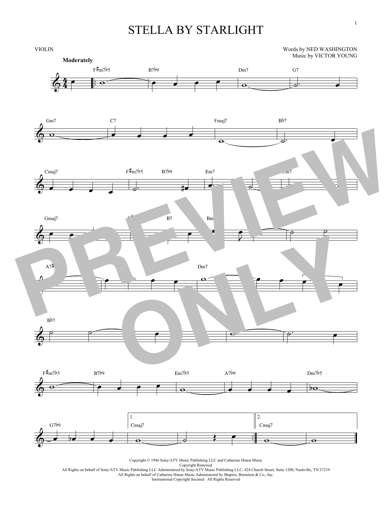 Ned Washington Stella By Starlight Sheet Music