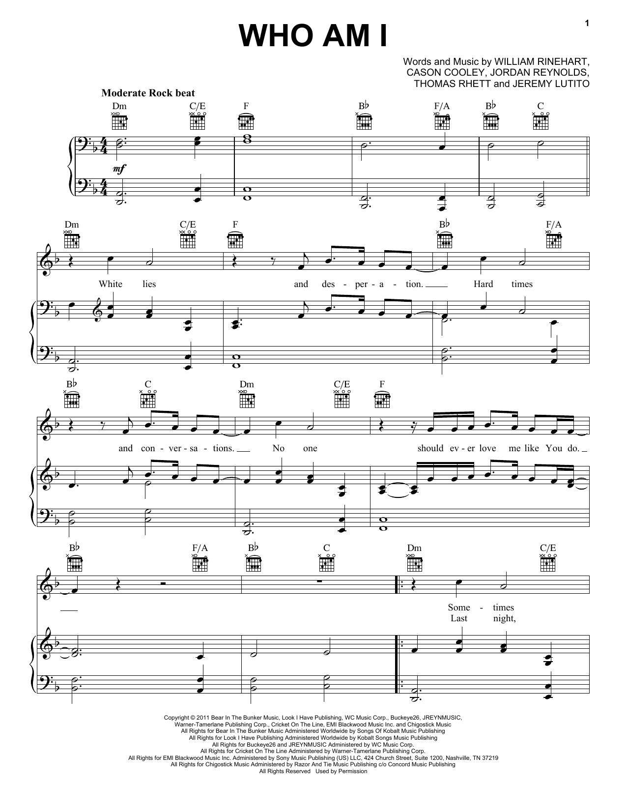 NEEDTOBREATHE Who Am I Sheet Music