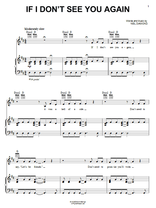 Neil Diamond If I Don't See You Again Sheet Music