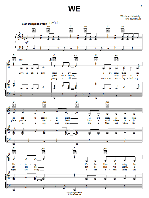 Neil Diamond We Sheet Music