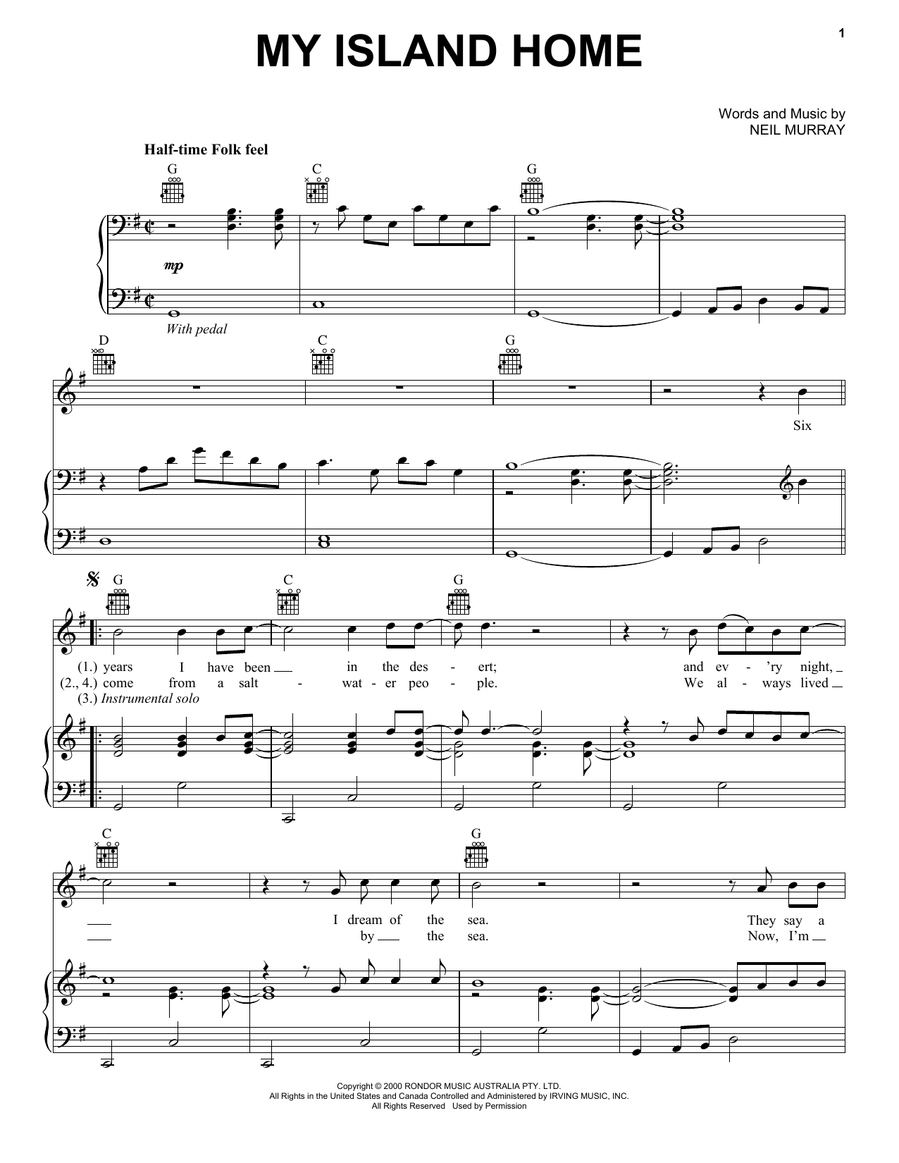 Neil Murray My Island Home Sheet Music