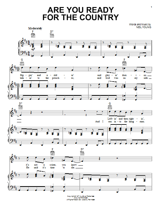 Neil Young Are You Ready For The Country? Sheet Music