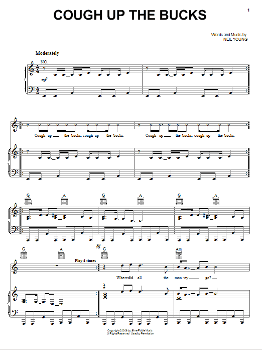Neil Young Cough Up The Bucks Sheet Music